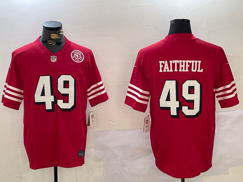 Men San Francisco 49ers #49 Faithful Red Three generations 2024 Nike Vapor Limited NFL Jersey style 2->san francisco 49ers->NFL Jersey